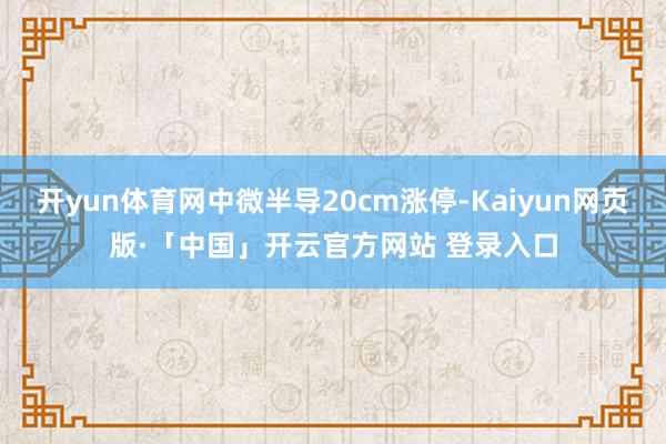 开yun体育网中微半导20cm涨停-Kaiyun网页版·「中国」开云官方网站 登录入口